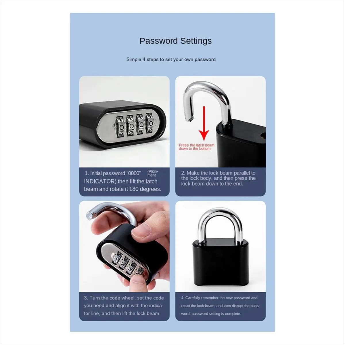 

MALL Shackle Combination Lock, Large Outdoor Weatherproof Padlock,Design of Hidden Password,Resettable Combination Lock Short