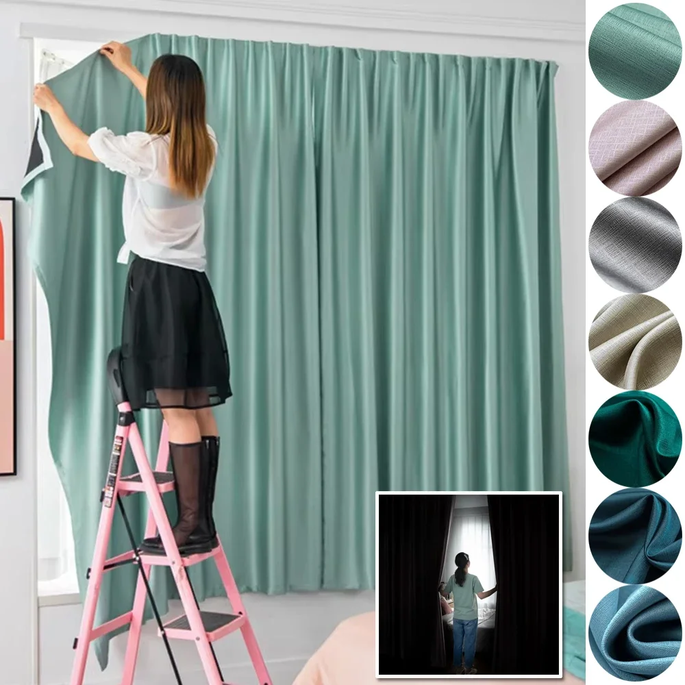 Blackout Curtains High Shading Bedroom Window Curtain with Hook Balcony Sun Protection Living Room Partition Privacy Drape 창문 커튼