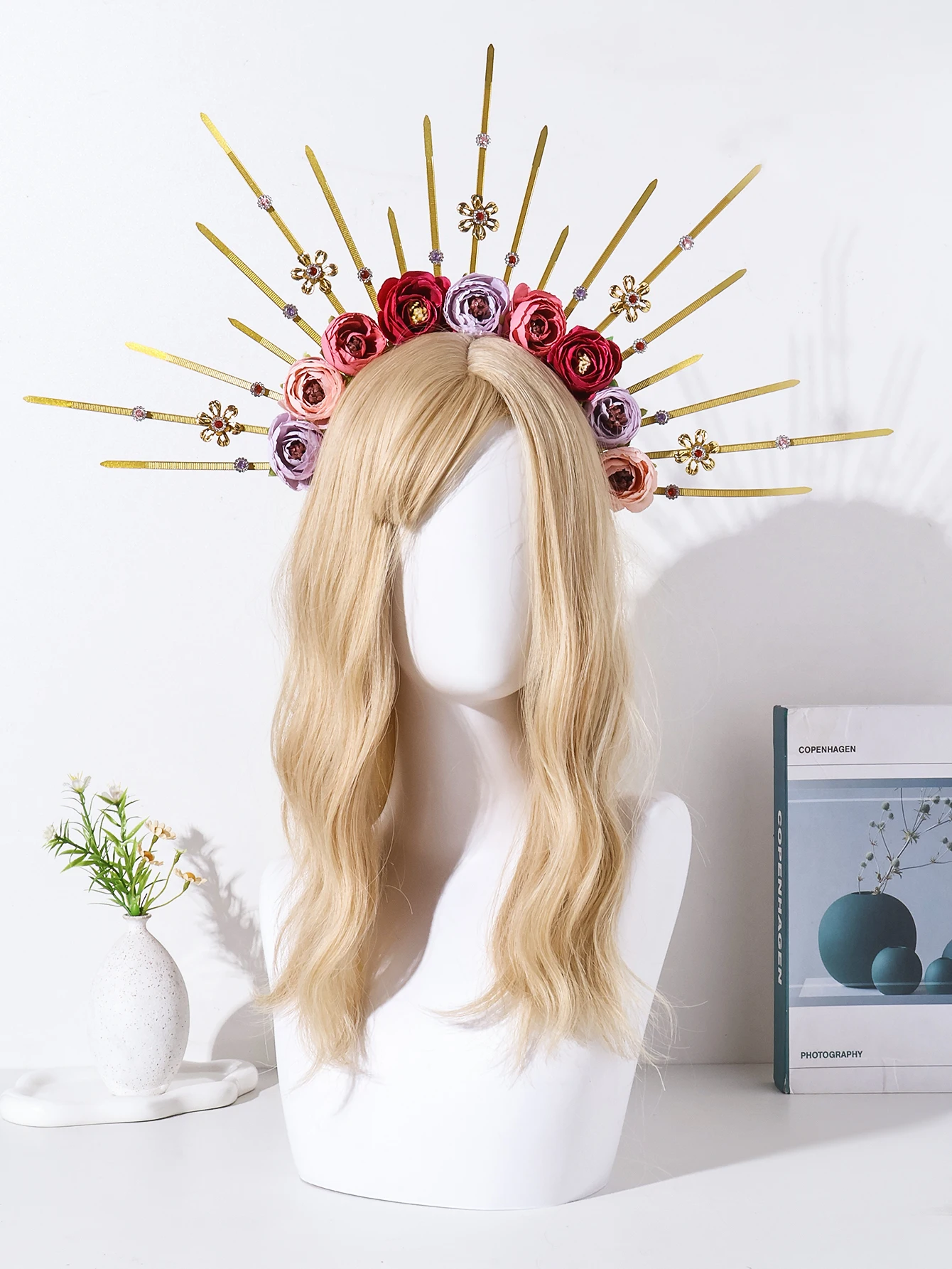 

Lolita Headband Halo Headpiece Cosplay Baroque Tiara Crown Women Goddess Mary Sunburst Hair Accessories