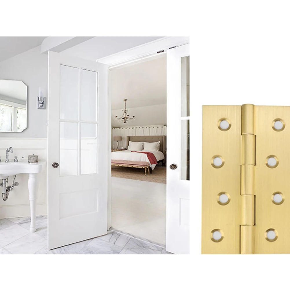 

6PCS Heavy Duty Door Hinge Copper Mute Operation Smooth Closing Rust Resistant Classic Vintage Shape Home Door Cabinet Hinges