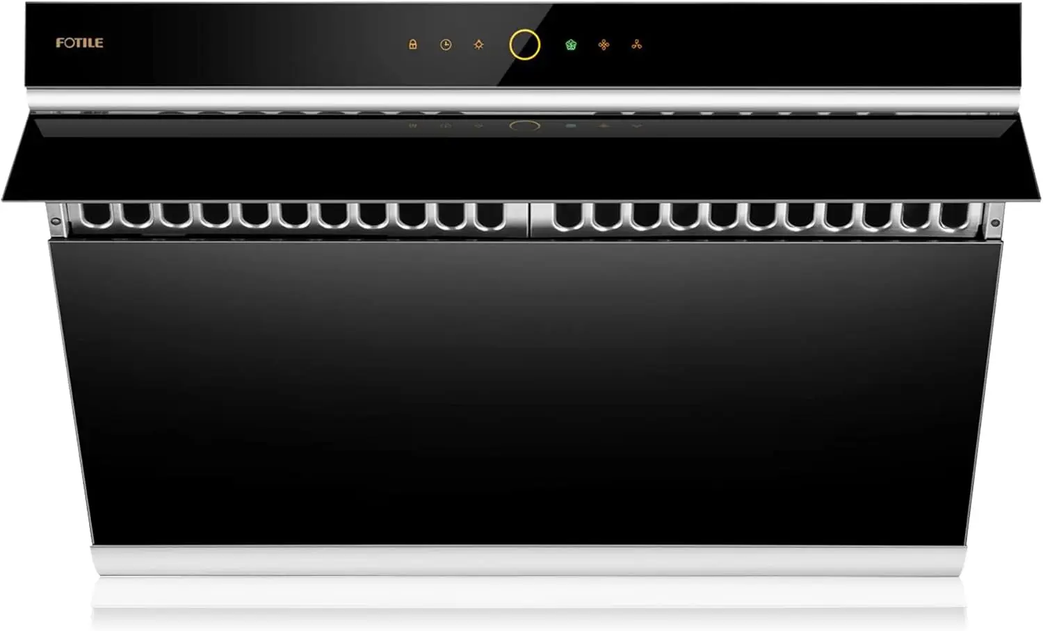 Under-Cabinet or Wall-Mount Range Hood Dual DC-Motor Slant Vent Design Hands Free On and Off Touchscr