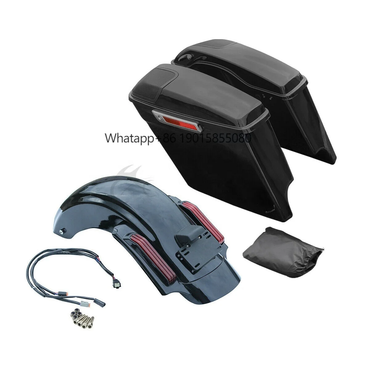 

TCMT for Harley Saddlebag XF111529-01-A+C74 Stretched Saddlebag 5x7'' Speaker Grill Rear Fender Fit for Harley Road Glide 14-19