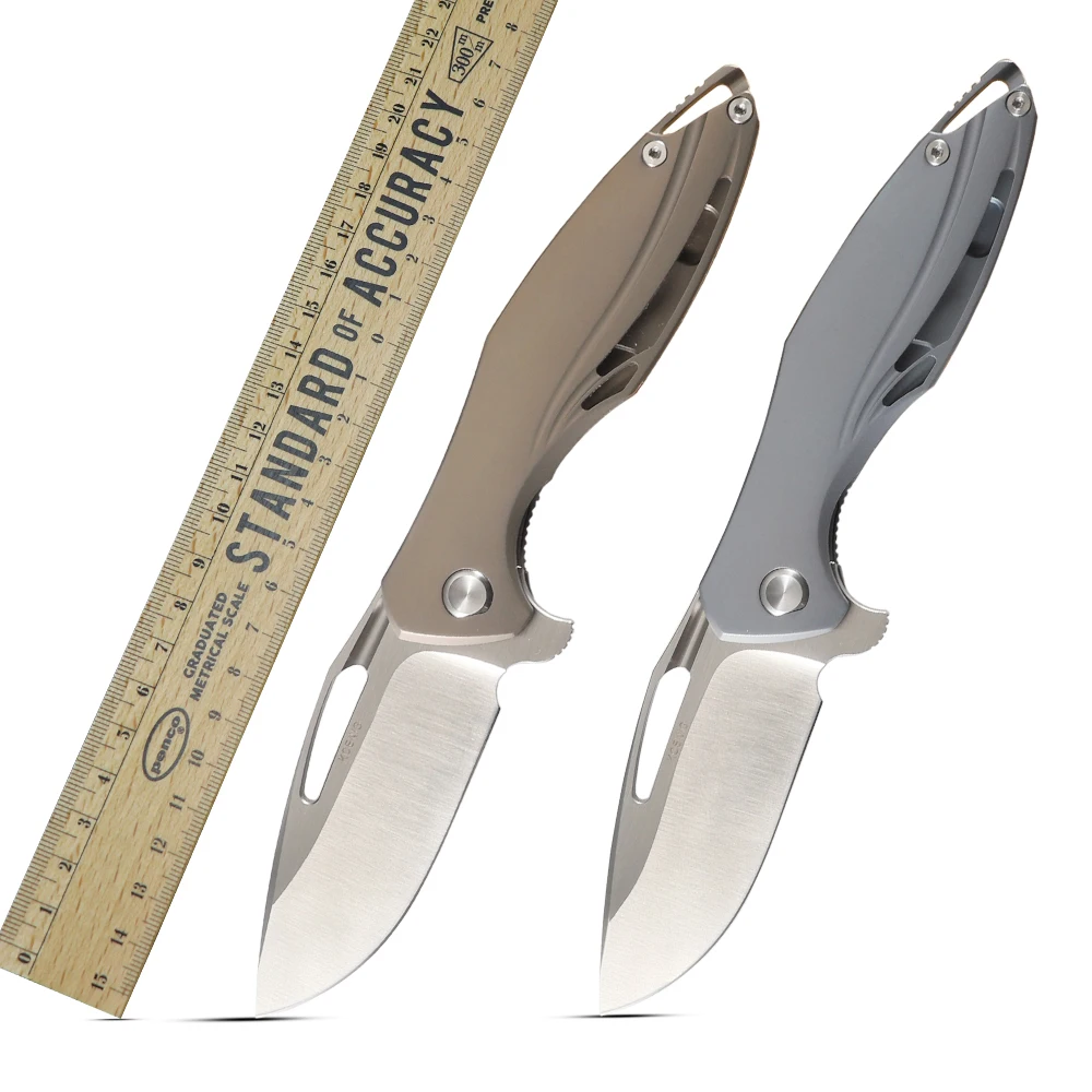 

NINE THORN D2 steel folding knife, titanium alloy handle, ball bearing, suitable for outdoor camping and EDC pocket tools.