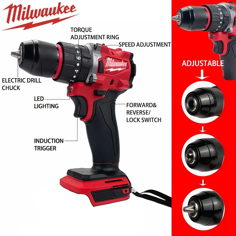 ميلووكي مثقاب كهربائي صغير 150N.m مثقاب صدمي لاسلكي بدون فرش لبطارية 18 فولت تستخدم أداة تزيين الطاقة #5