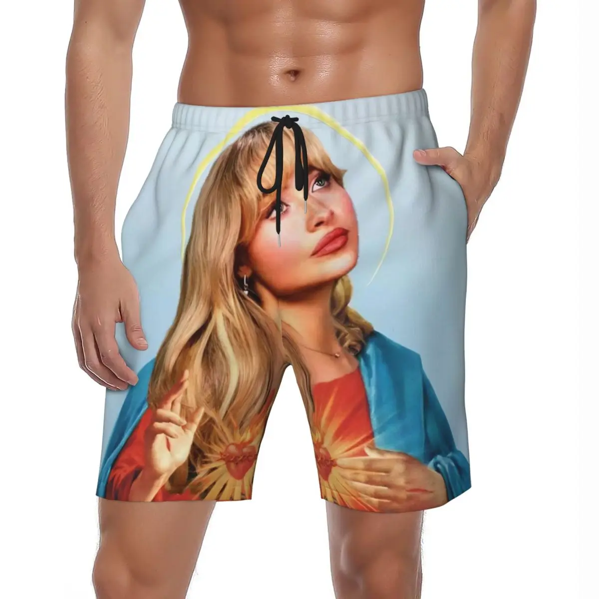 

Jesus Sabrina Carpenter Singer Board Shorts Summer Hawaii Board Short Pants Men's Running Surf Quick Dry Custom Swimming Trunks