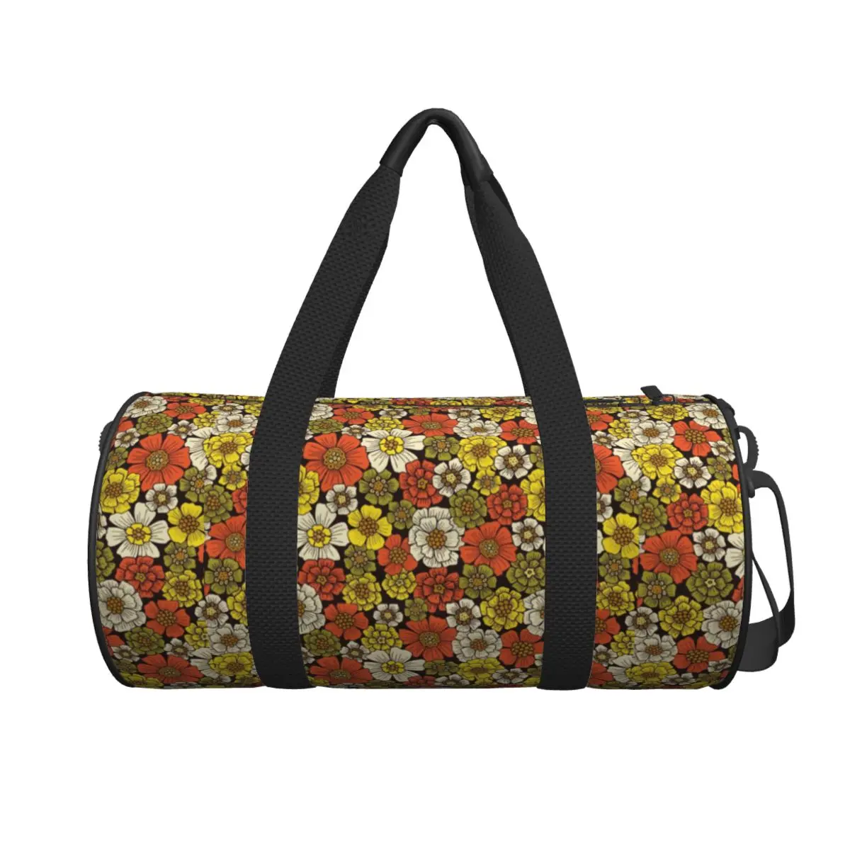 

Floral Pattern Travel Bag Retro 1960s 1970s Training Gym Bag Men Printed Large Cute Sports Fitness BagsWaterproof Handbags