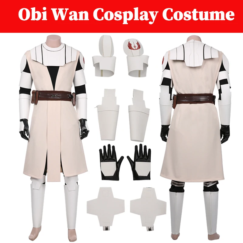 Obi Wan Cosplay Men Costume Movie Space Battle Role Clone Outfits Boys Adult Male Party Uniform Halloween Carnival Play Suits