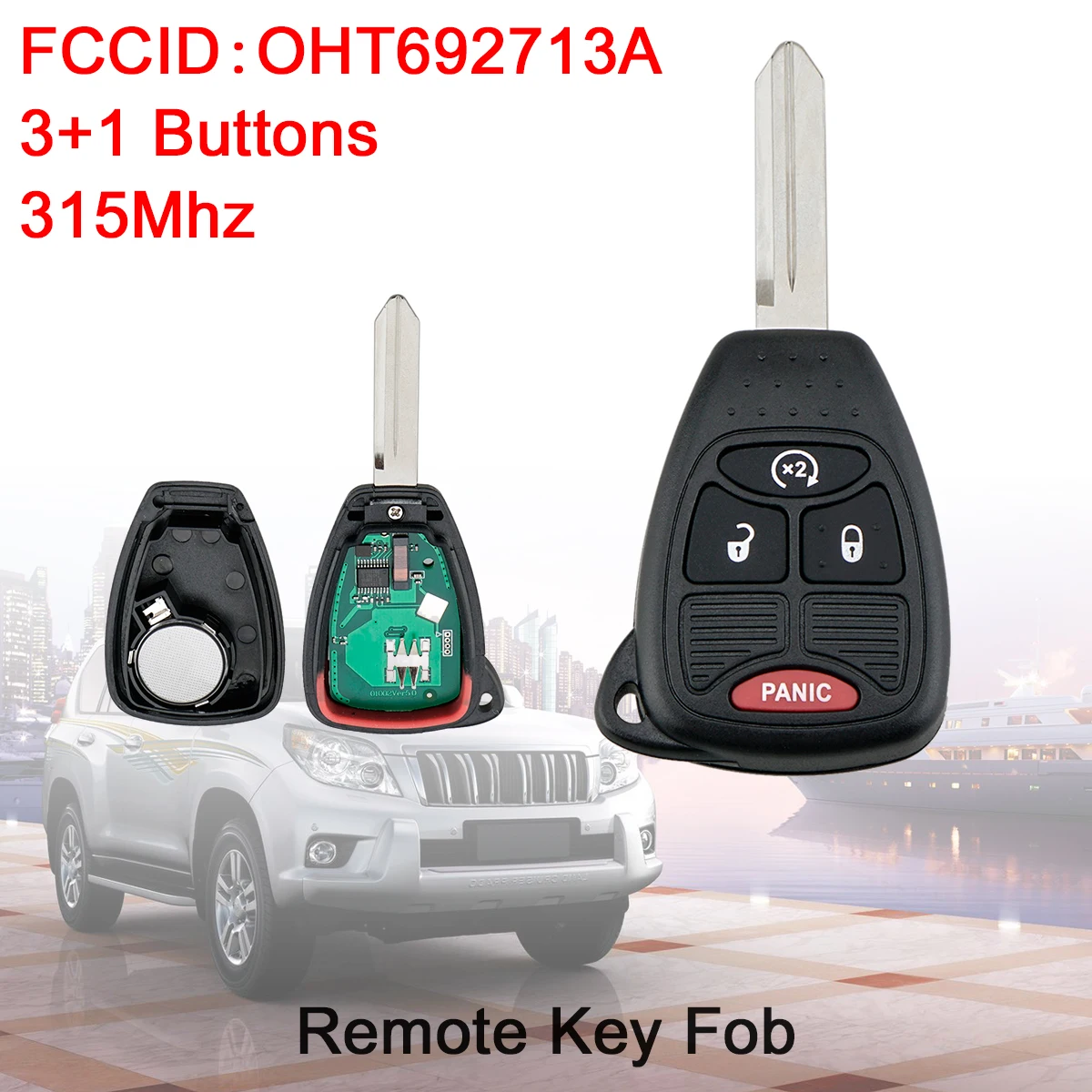 3 + 1 Bottoni Chiave A Distanza Dell'automobile Fob Caso Borsette Misura per Jeep Compass 2012 2013 2014 2015 2016 315MHz ID46Chip OHT692713A Chiave Borsette