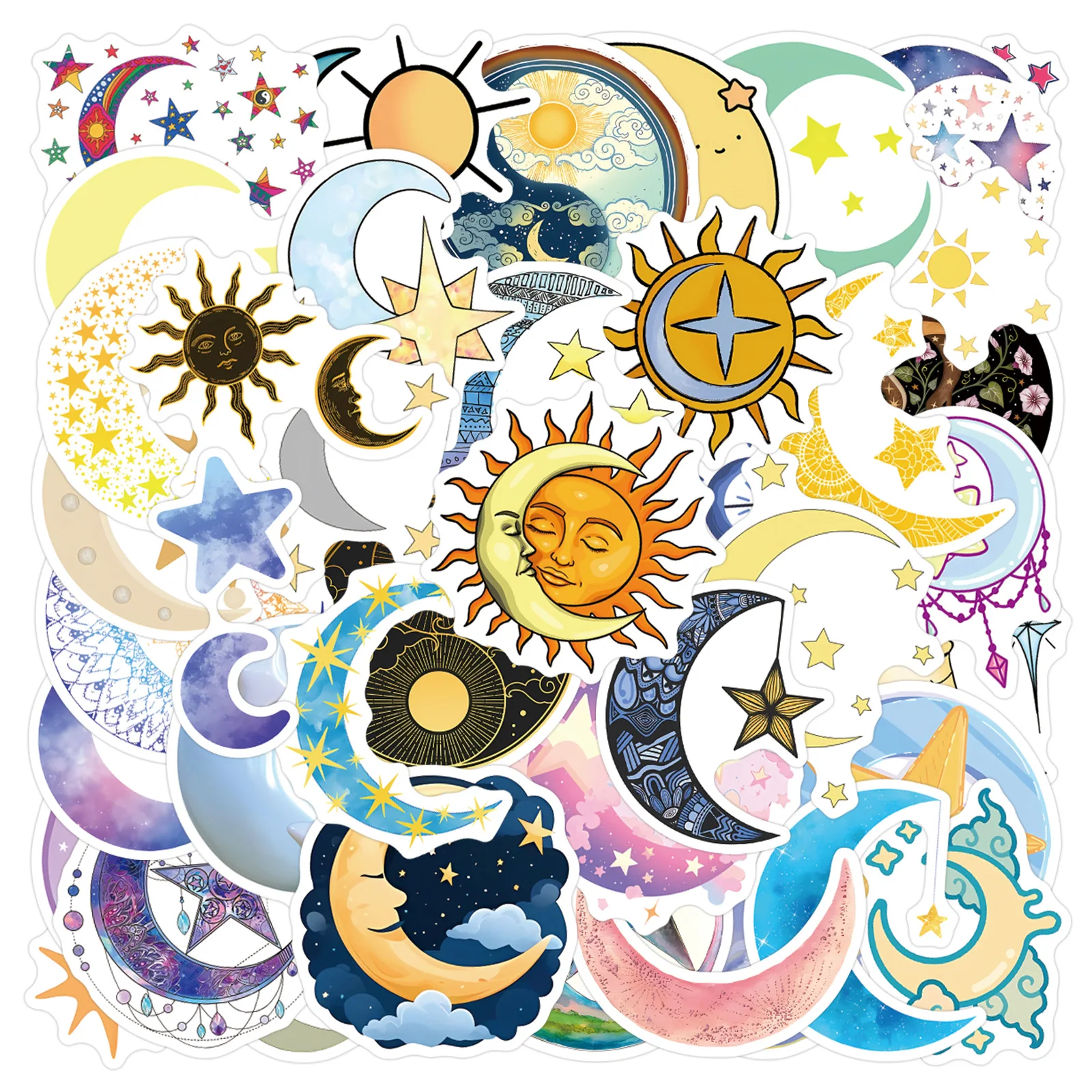 

55Pcs Moon Stars Graffiti DIY Graffiti Student Kids Toys Stickers Decorative Scooter Notebook