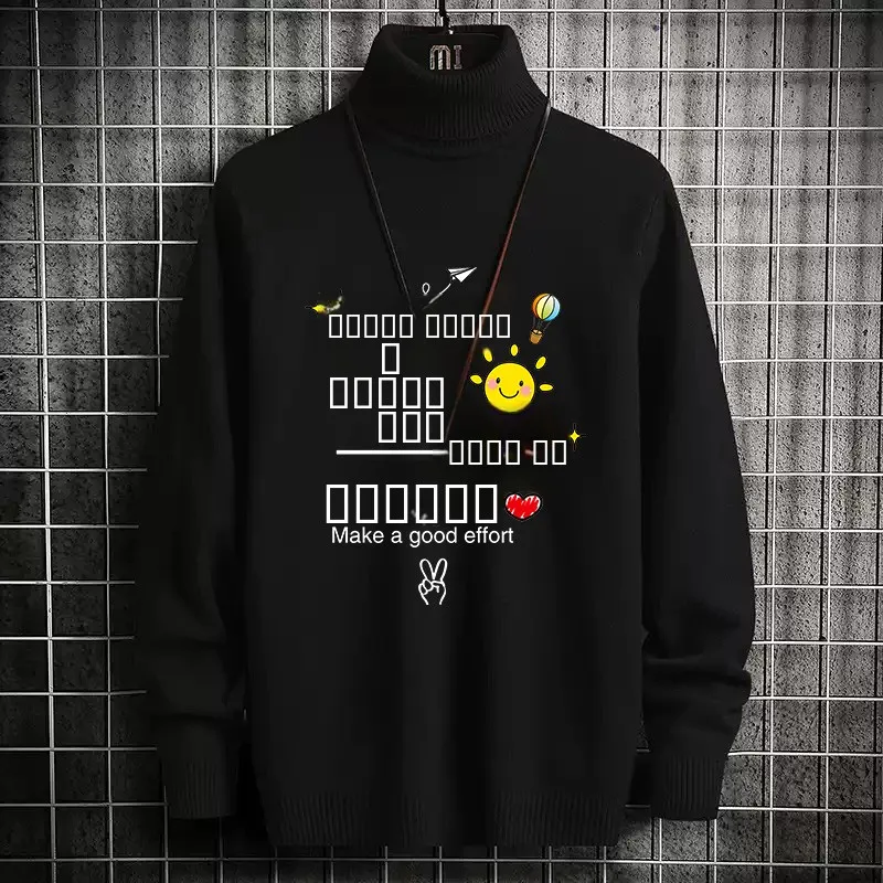 

Мужской вязаный свитер с высоким воротником, осенне-зимний, новый, на флисовой подкладке, теплый, повседневный, модный, студенческий трикотаж, базовая кофта