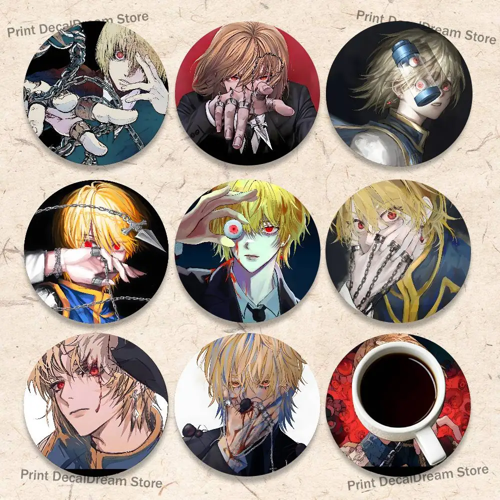 

Anime Hunter K-Kurapika Round Coaster Non-slip table mat Insulated Coasters Kitchen Dining Room Tabletop Decor