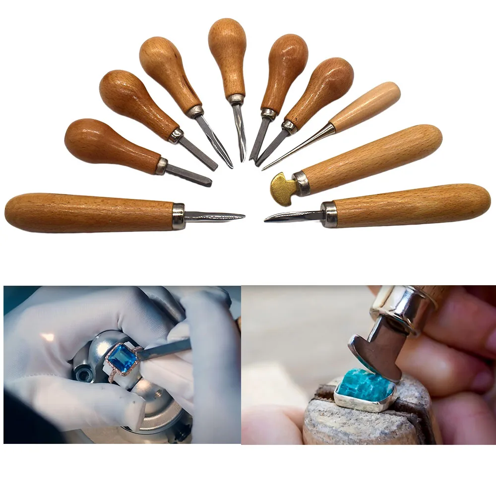 Wooden Handle Gemstone Setting Pusher Jewelry Diamond Bezel Setting Hand Tool DIY Goldsmith Metal Craft Processing Supply