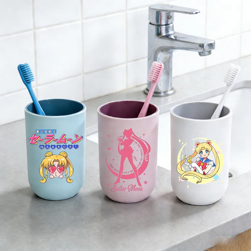 Sailor Moon Kids Water Cup Kawaii Toothbrush Cup Girl Cartoon Cute Mouthwash Cups Baby Anime Rinse Cups Toothpaste Bottles Gift