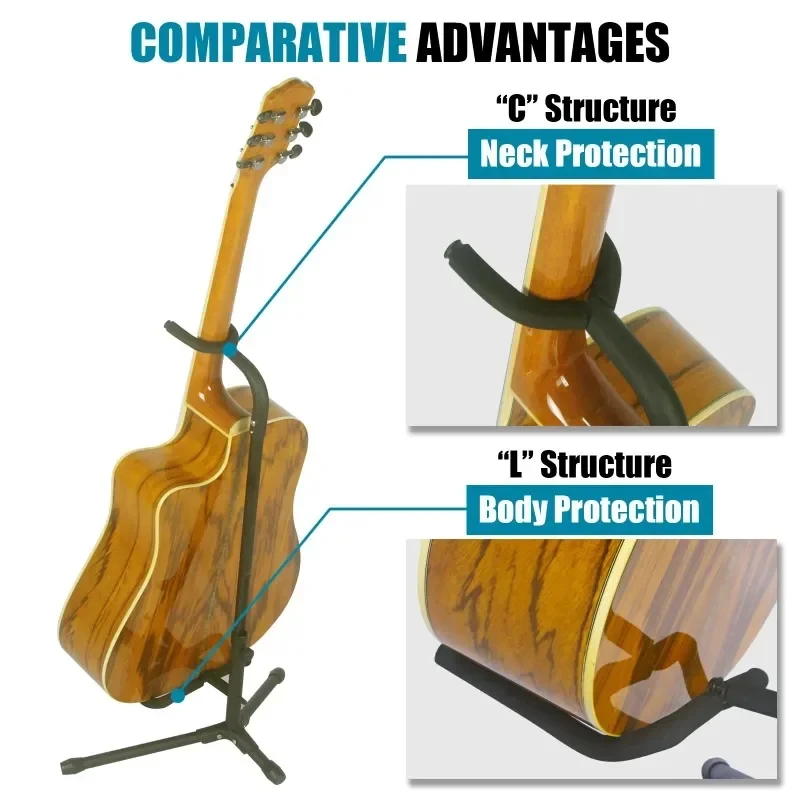 Vertical Guitar Stand Foldable and Adjustable Instrument Display Ukulele Pipa Bass Folk Classical Electric Wood Guitar Stand