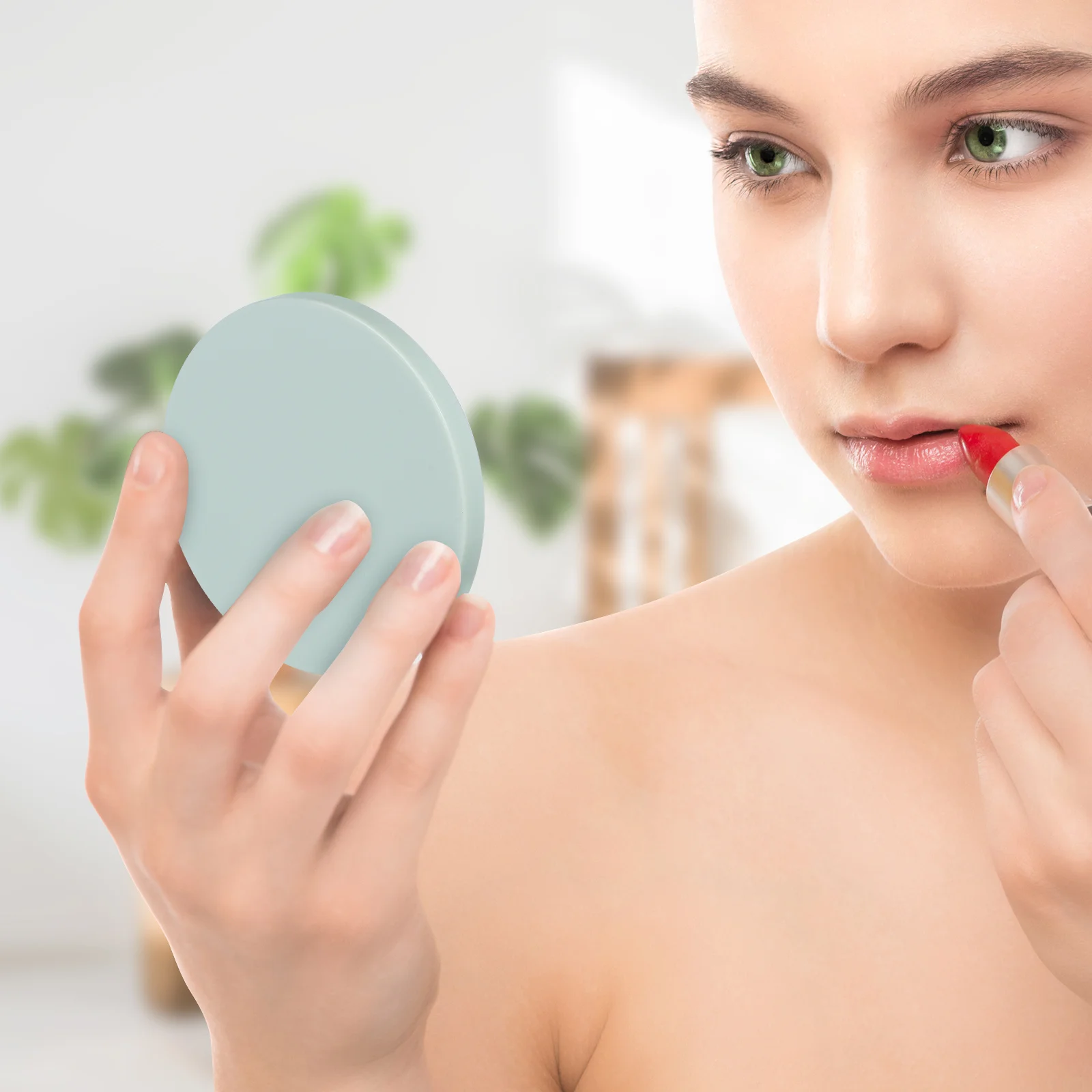 Conjunto de espelho redondo portátil, 4 unidades, para viagens, espelhos compactos fofos, superfície de alta definição, acessório durável e prático