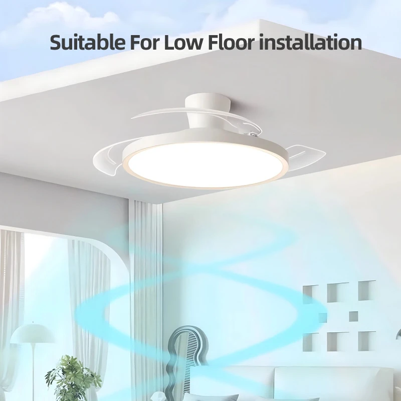 Ultra Thin 6-speed Dimmable 3-color Quiet Embedded White 42 Inch Bedroom Living Room Dining Room Decorative Fan Light