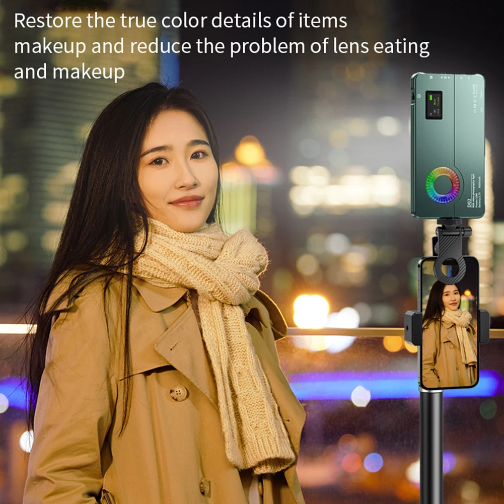 Full Color LED Camera Light 2500-9000K Photography LED Full-Color RGB Fill Light Lamp for Portable Photography Selfie Lighting