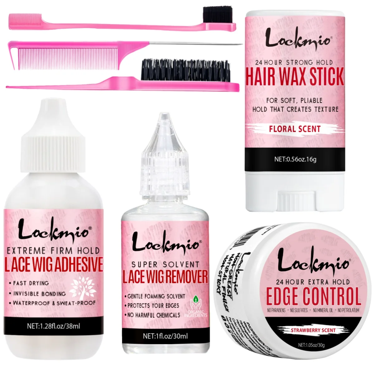 Extra-Strong Wig Adhesive Strong Waterproof Glue for Front Wigs Closure,Remover,Styling Hair Wax Stick,Edge Hair Control Gel Kit
