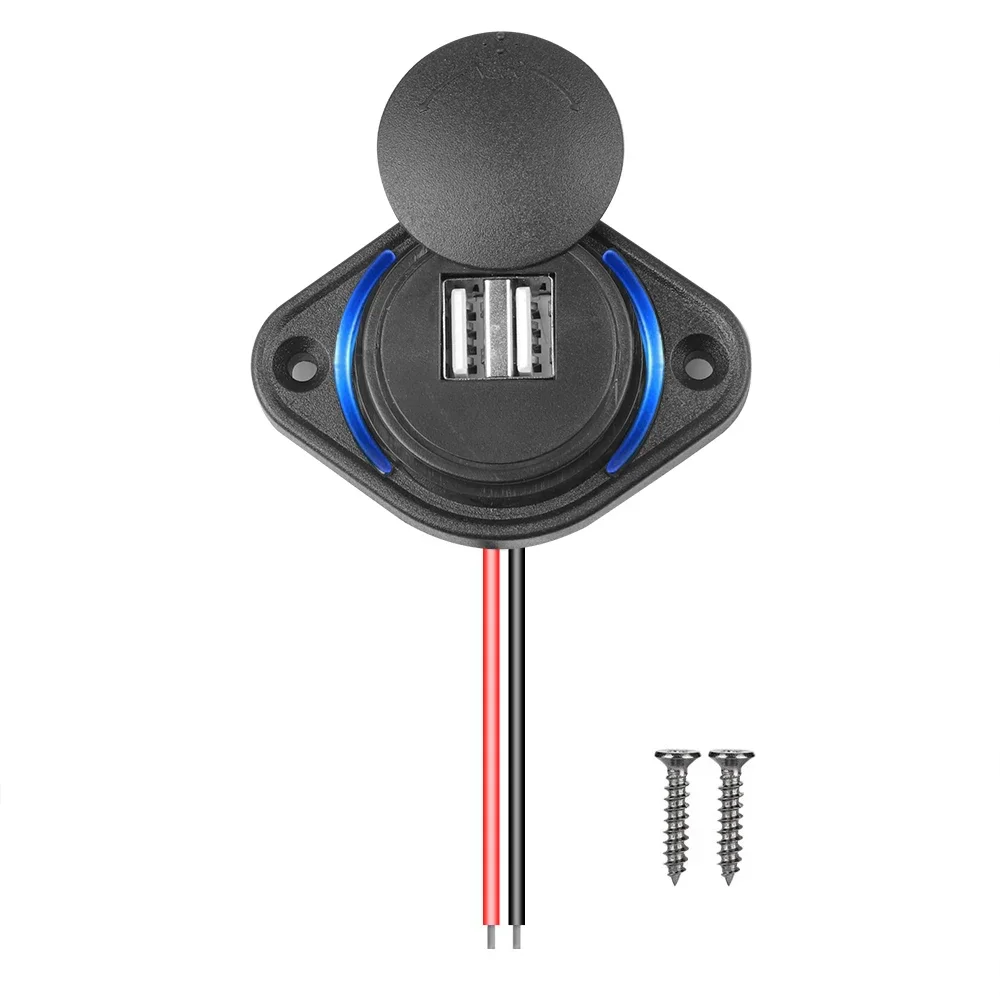 Dual USB Charger Car Charger Power Socket Adapter Phone Charging Waterproof 12-24V for Motorbike Car Boat ATV Camper Caravans