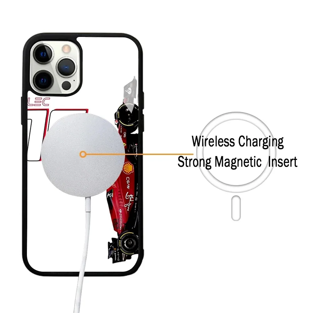 Charles Leclerc 16 - F1 2024 Case IPhone 15 14 13 Pro Max 11 12 Mini Alex Mirror Magsafe Wireless Charging Cover