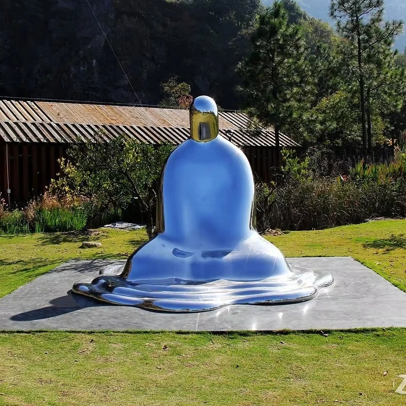 Ritaglio moderno in metallo decorato con giardino esterno in acciaio inossidabile con intaglio di nuvole e statua per ragazza