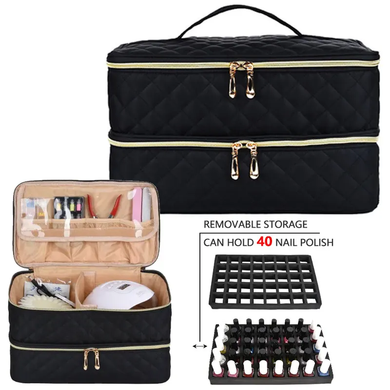 

30/40Grids Portable Nail Polish Storage Box Essential Oil Case Cosmetic Large Handbag Organizer with Handle for Travel Nail Care