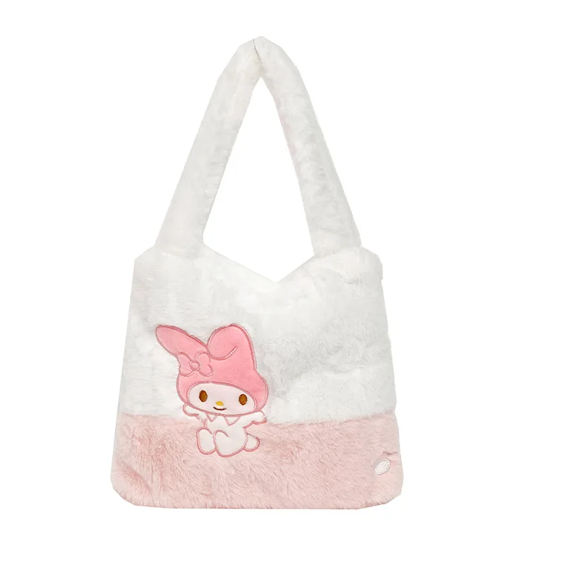 Kawaii Sanrio Kuromi Hello Kitty Plush Bag Cinnamoroll Handbag Tote Plushie Shoulder Messenger Bags Stuffed Makeup Backpack Gift