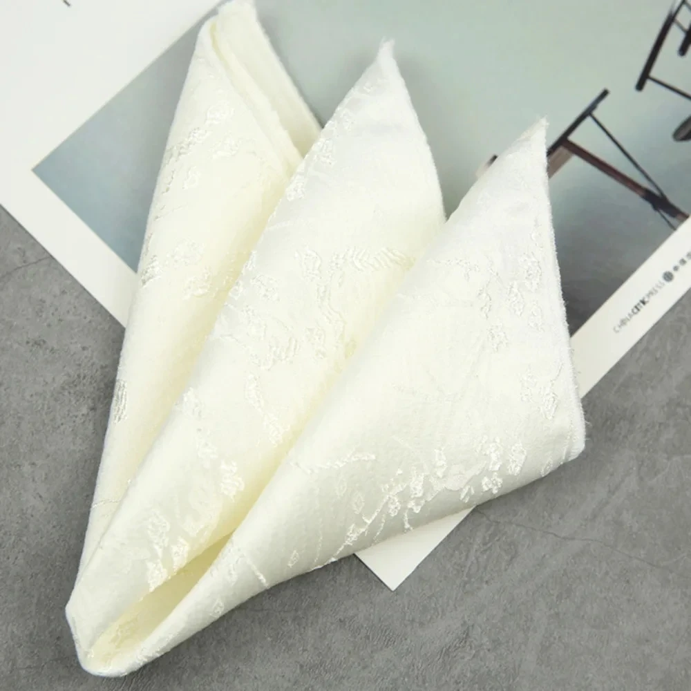 Men's Black & White Floral Pattern Pocket Square Handkerchief