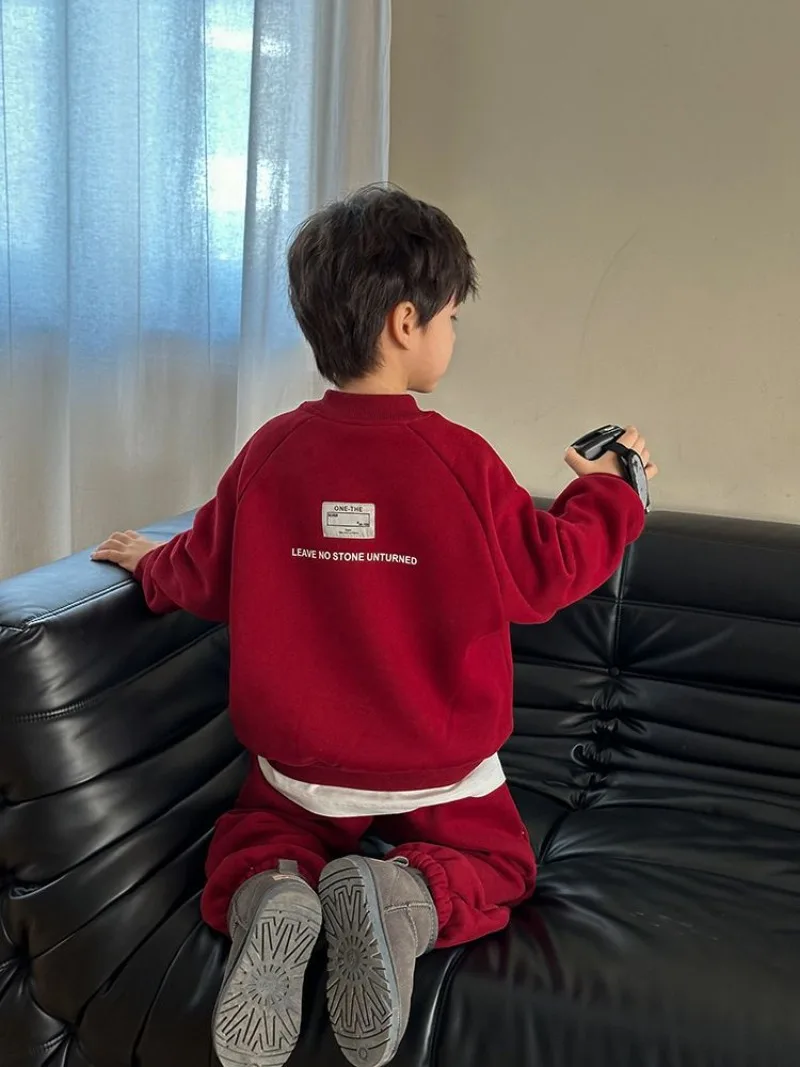 RAISE Winter-Set für Teenager-Jungen, 2-teiliges Kleidungsset, Sweatshirt mit Buchstabenmuster und Fleece-Unterhose, warmes, dickes Kinder-Outfit für Jungen. – Detail 16