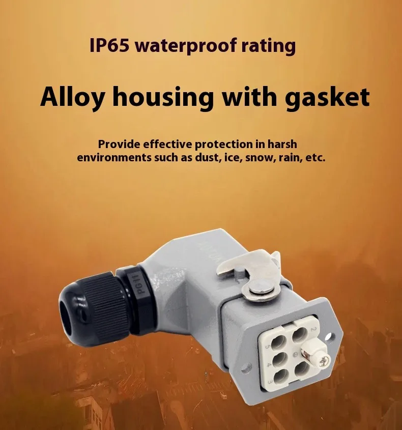 Heavy-Duty Connector 6-Pin Aviation Plug Socket HQ-005-M/F Hot Runner 16A Industrial Plug Cold-Pressed Connection