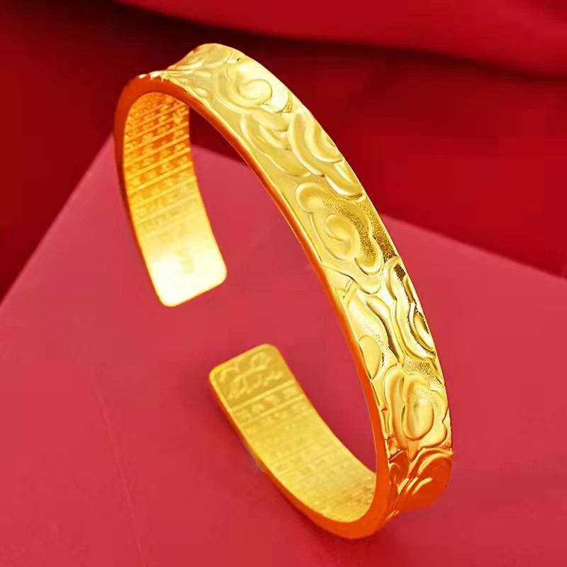 OUYADI 14K Gold Plated Stainless Steel Adjustable Open‑End Men Women Bracelet, Fine Jewelry Present