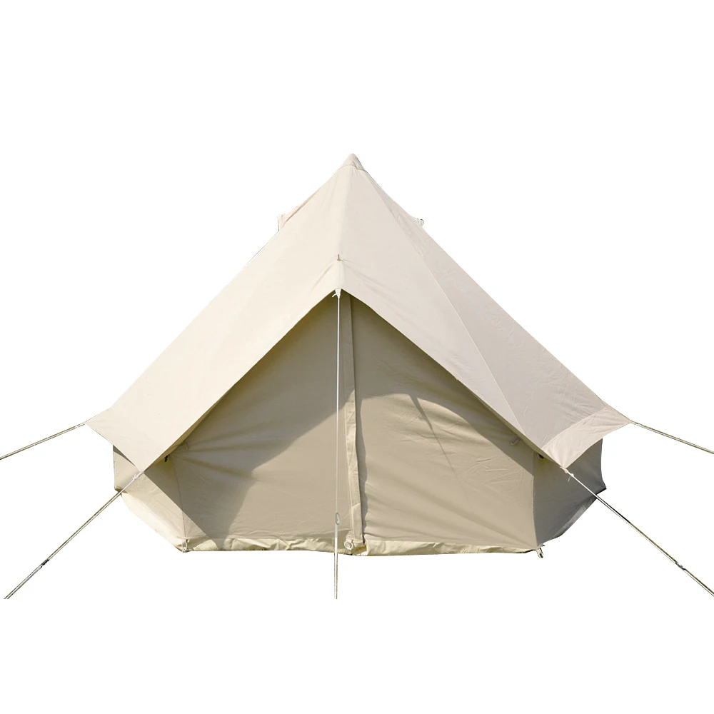 3M 4-Season Waterproof Cotton Canvas Large Family Camp Beige Color Bell Hunting Wall Tent with Roof Stove Jack Hole