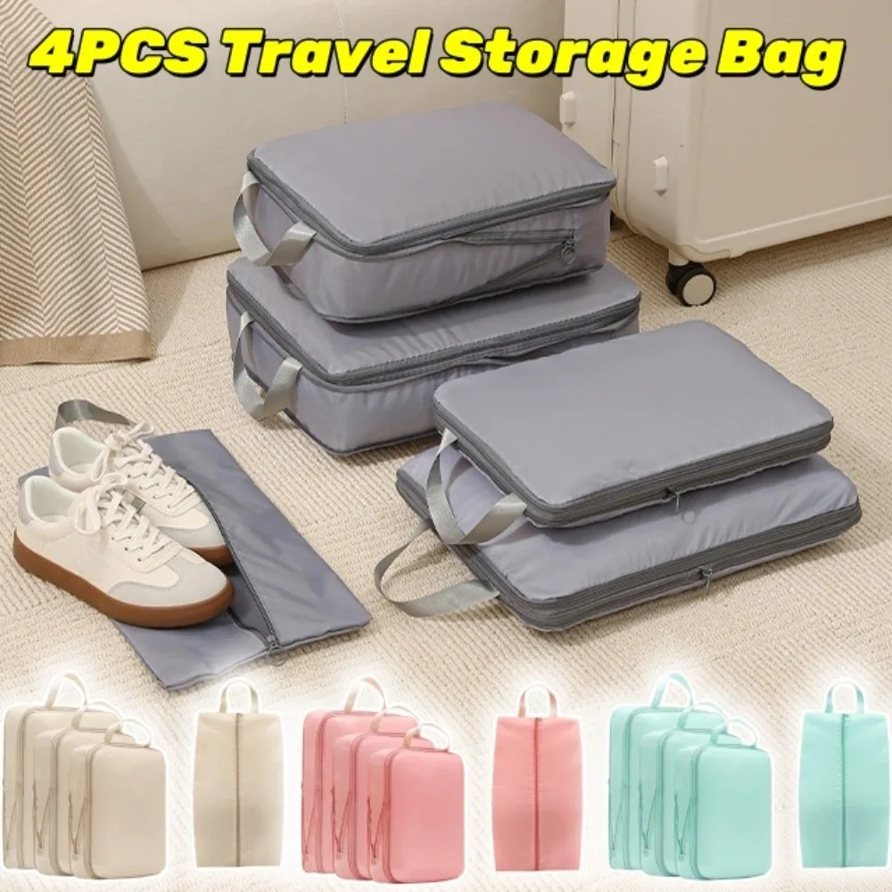 4pcs/set Large Capacity Luggage Compartment Packing Bag Lightweight Multifunctional Travel Storage Bag Cloth Separate