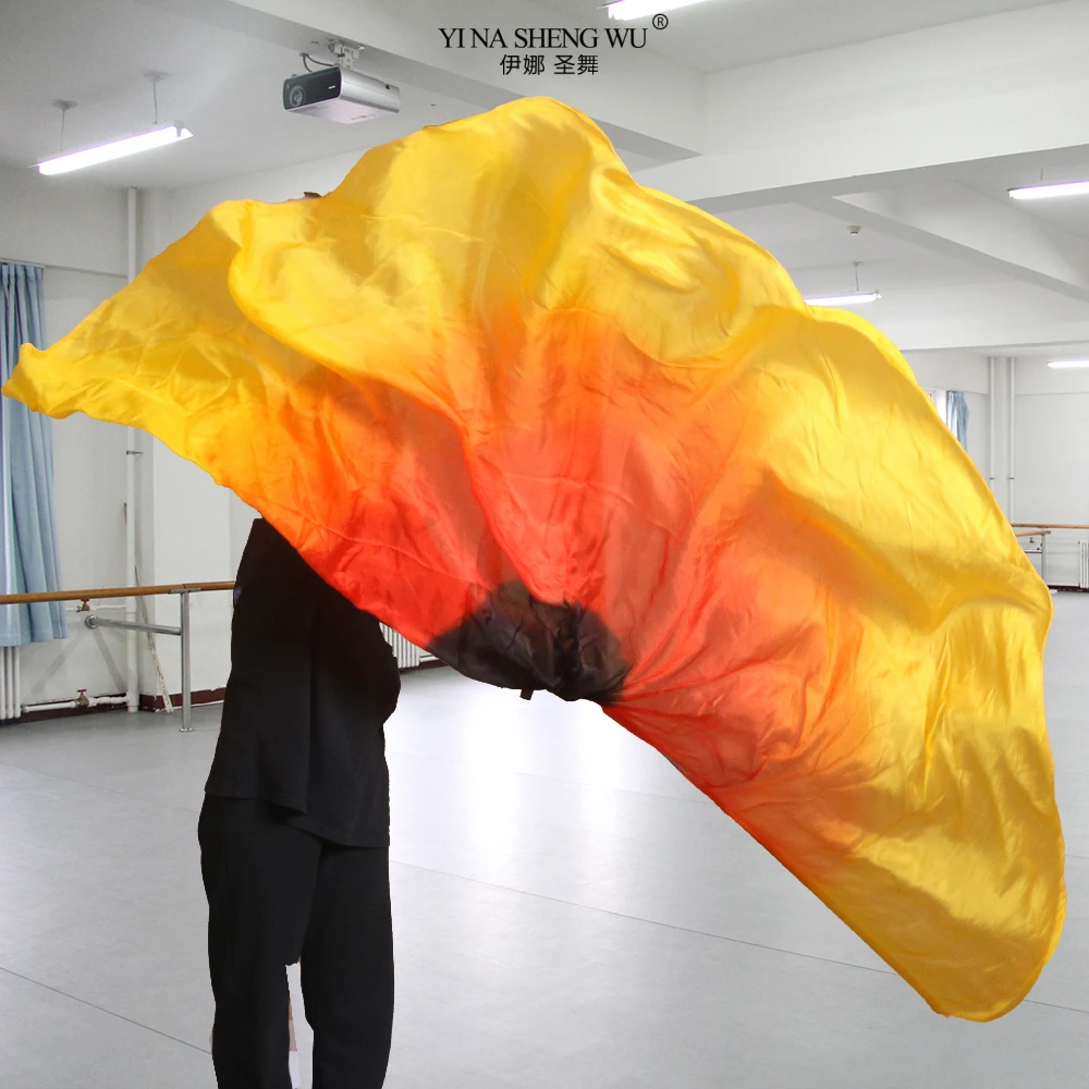 Banderas de adoración con varillas, giratorio velo de seda, bufanda de seda, cinta para jugar, rendimiento de danza del vientre, banderas al aire libre para baile