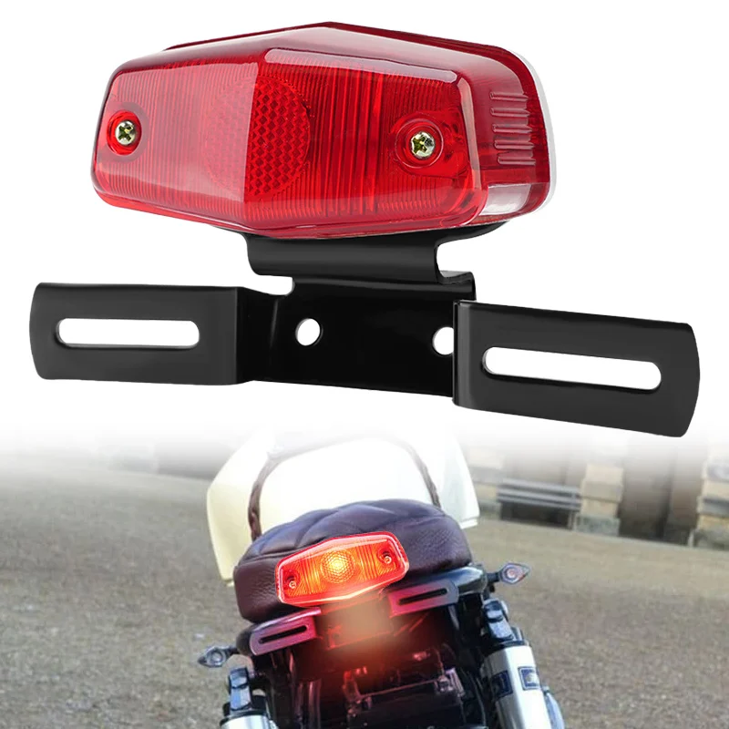 

Universal Motorcycle Tail Light Classic Vintage Brake Lamp Black Rear Stop License Plate For Harley Honda Suzuki Chopper Bobber