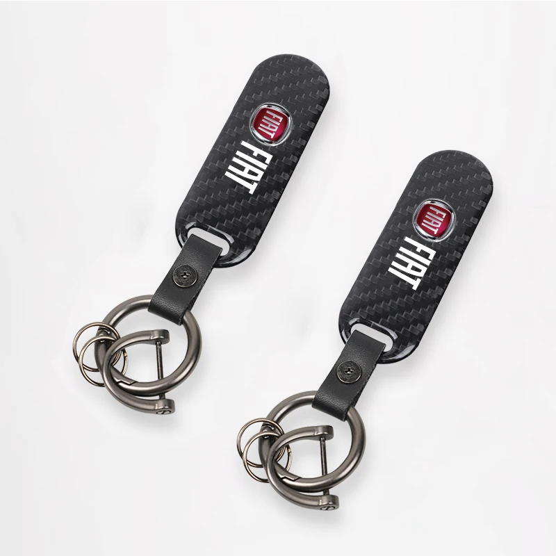 Kohlefaser Auto Emblem Schlüsselanhänger Schlüsselanhänger für Fiat 500 Abarth Punto Panda Doblo Stilo Bravo Schlüsselanhänger Ornamente Autozubehör