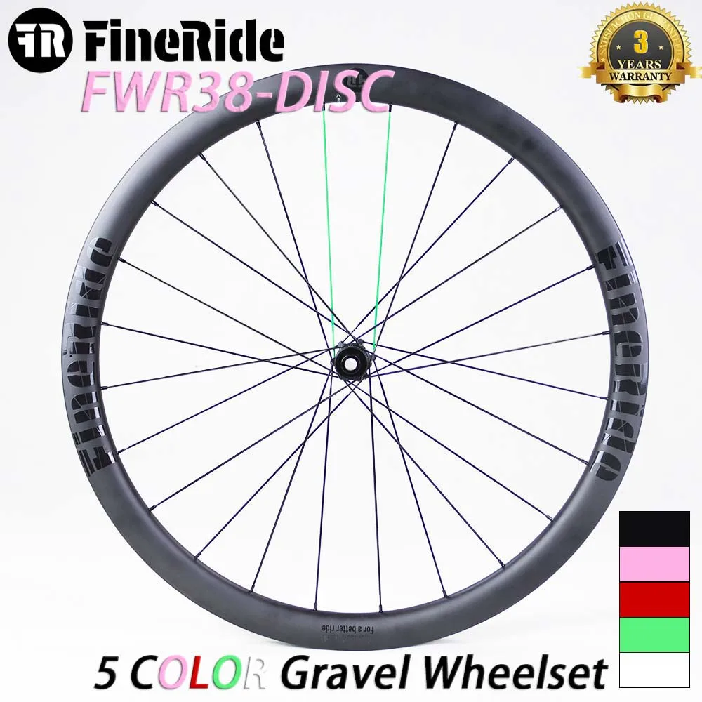 

5 Colors Spoke Carbonfiber Gravel Wheelset 700C Personalized Green Pink Road Bike Rims 36T Disc Brake Center Lock Bicycle Wheels