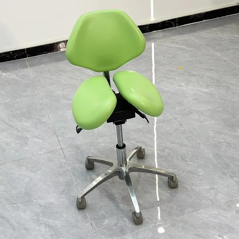 Light Green Leather Salon Stool Height Adjustable 360 Degree Swivel Spa Nail Salon Barber Chair Customizable Color