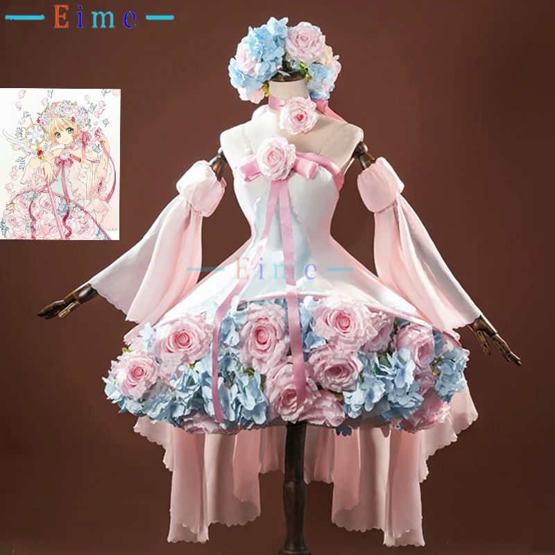 

Cardcaptor Sakura Cosplay Costumes KINOMOTO SAKURA Flower Fairy Dress for Women Party Suit Halloween Fancy Uniforms Custom Made