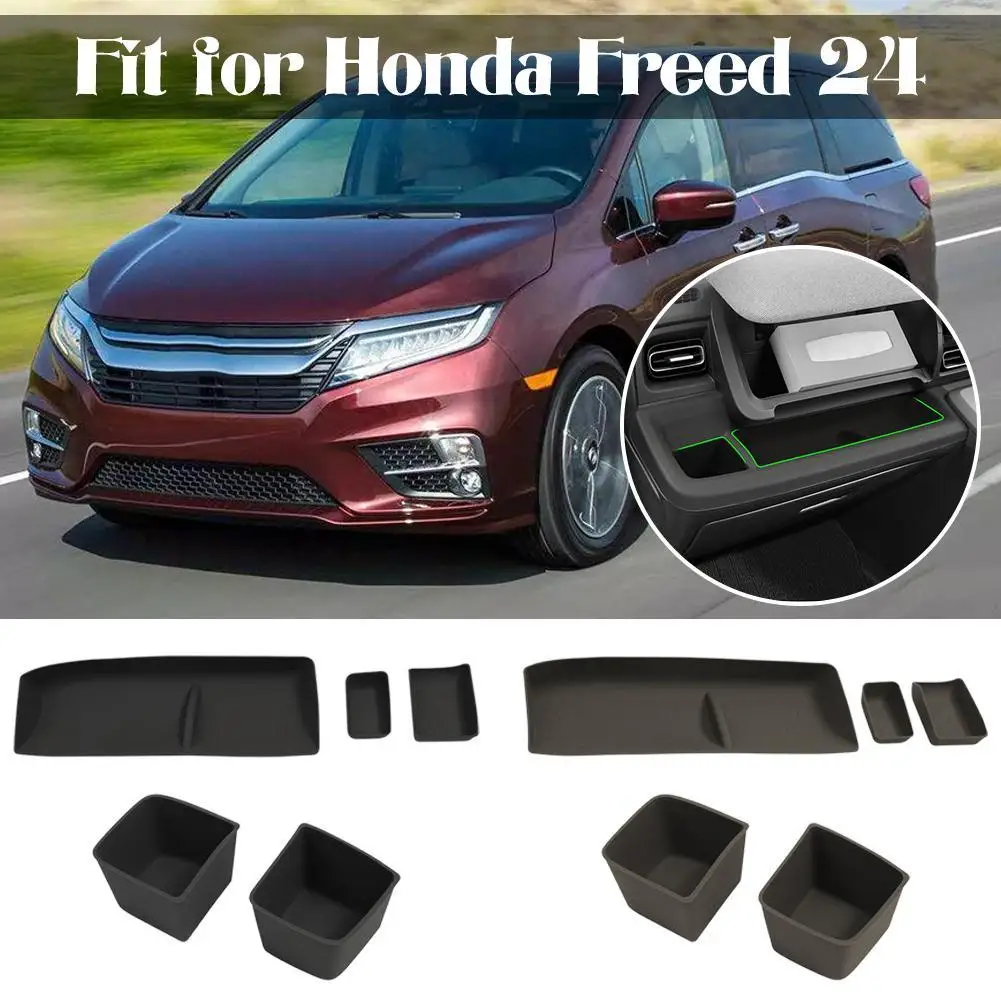 New For 24 Honda Freed Silicone Anti-slip Mat 3pcs Instrument Panel Storage Tray +2pcs Cup Holder Car Interior Storage Part