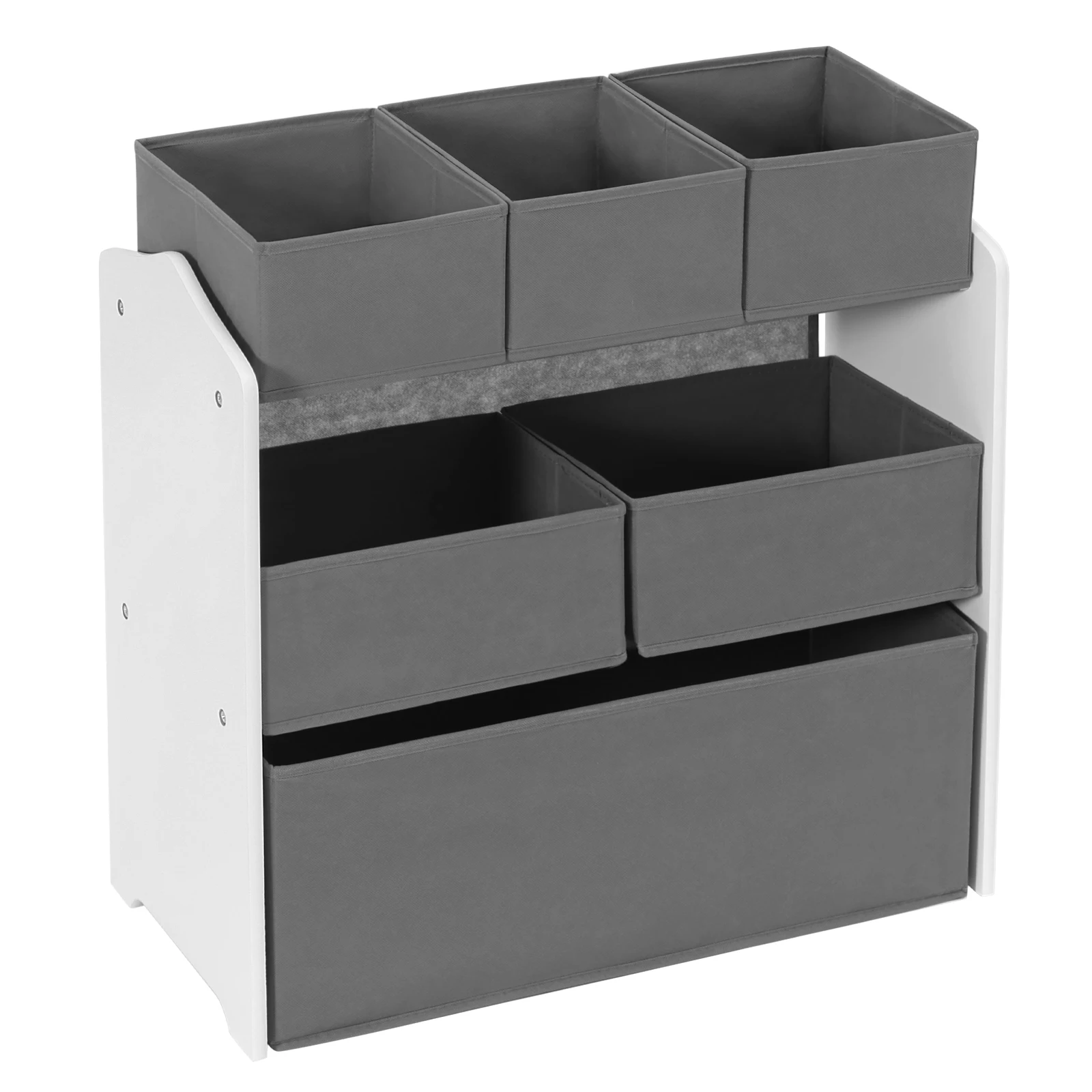 EUGAD 3-stöckiger Kinderschrank mit 6 Herausnehmbaren Vliesstoff-Spielzeugboxen 63x30x60cm Kinderzimmer-Regal Spielzeug-Organizer für Kindertagesstätte und Schule