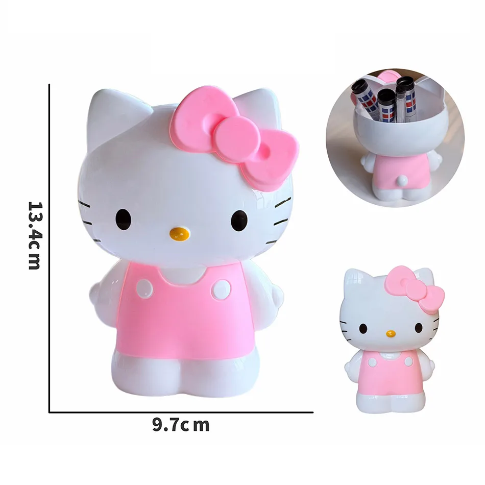 Cute Kawaii Sanrio Characters Figure Pen Cup Hello Kitty Kuromi My Melody Desktop Storage Decor Collectible Toy Gift Office view 3