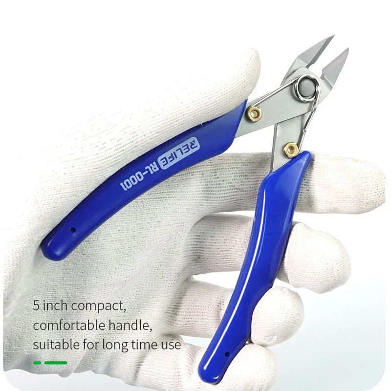 

Electronic Wire Cable Cutter Tools RELIFE RL-0001 5" Precision Diagonal Pliers High Hardness Side Cutting Pliers for