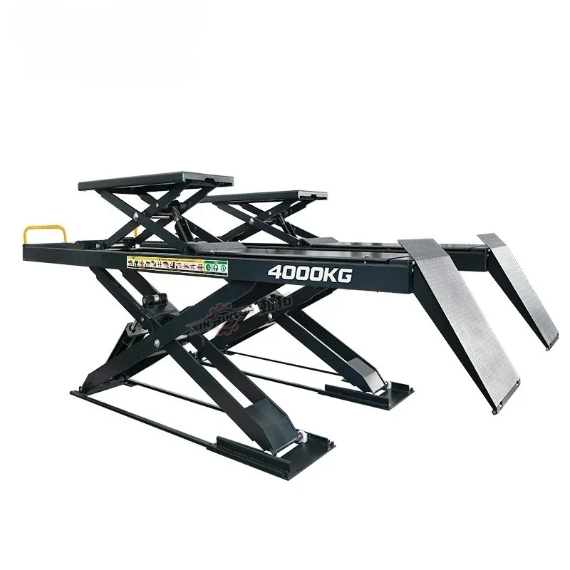 Ultra-thin large shear lift 4 tons car maintenance lift equipment child and mother scissor lift platform
