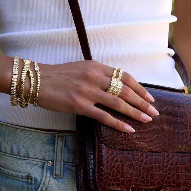 Superior Quality Gold Color Herringbone Snake Chain Women Necklace Micro Paved Bling CZ For Women Necklace Bracelet Set