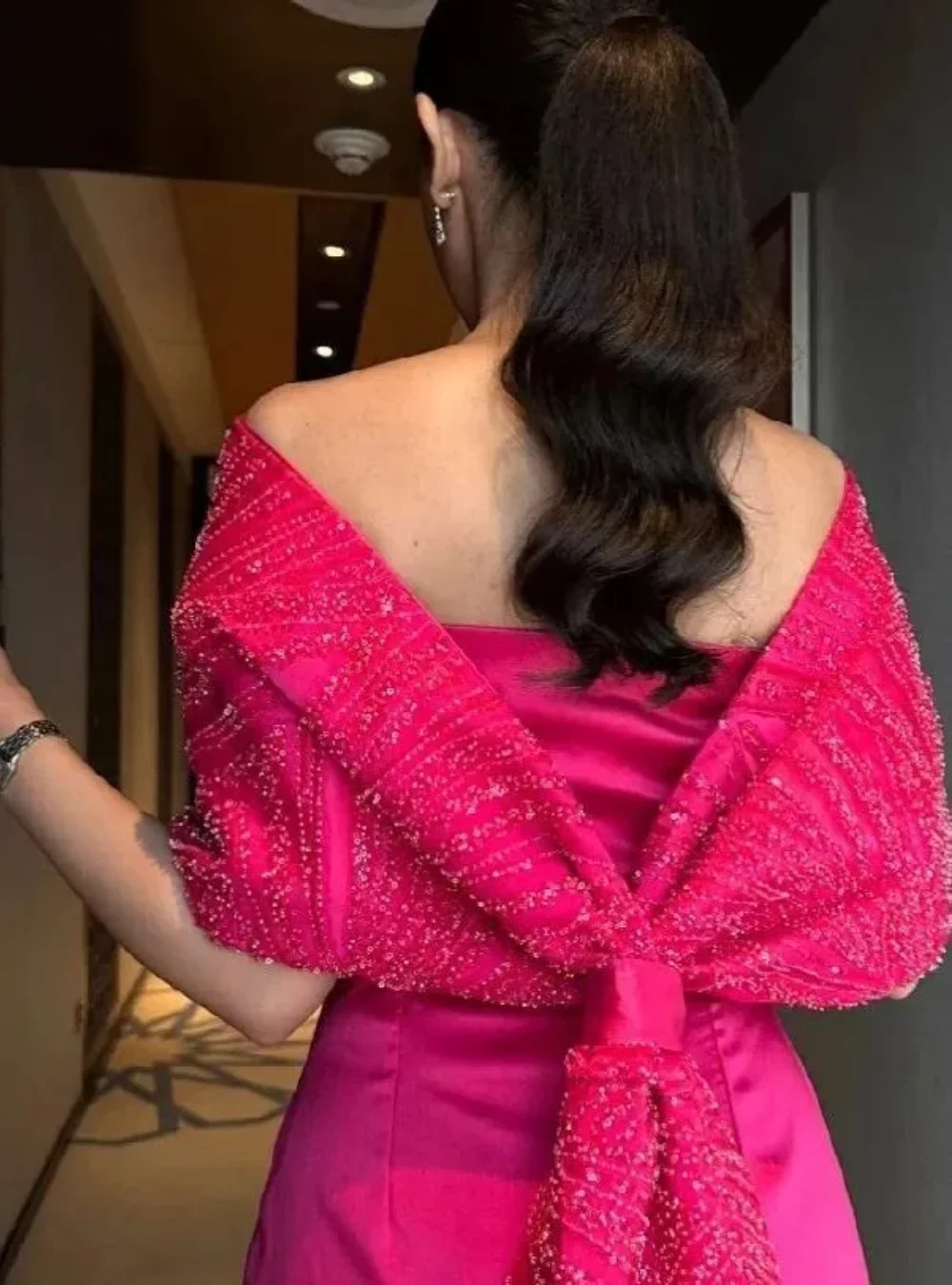 Customized Exquisite Off-the-shoulder Sheath Evening Dresses Stole ertically open back Lace s Anke length Prom vestidos فساتين
