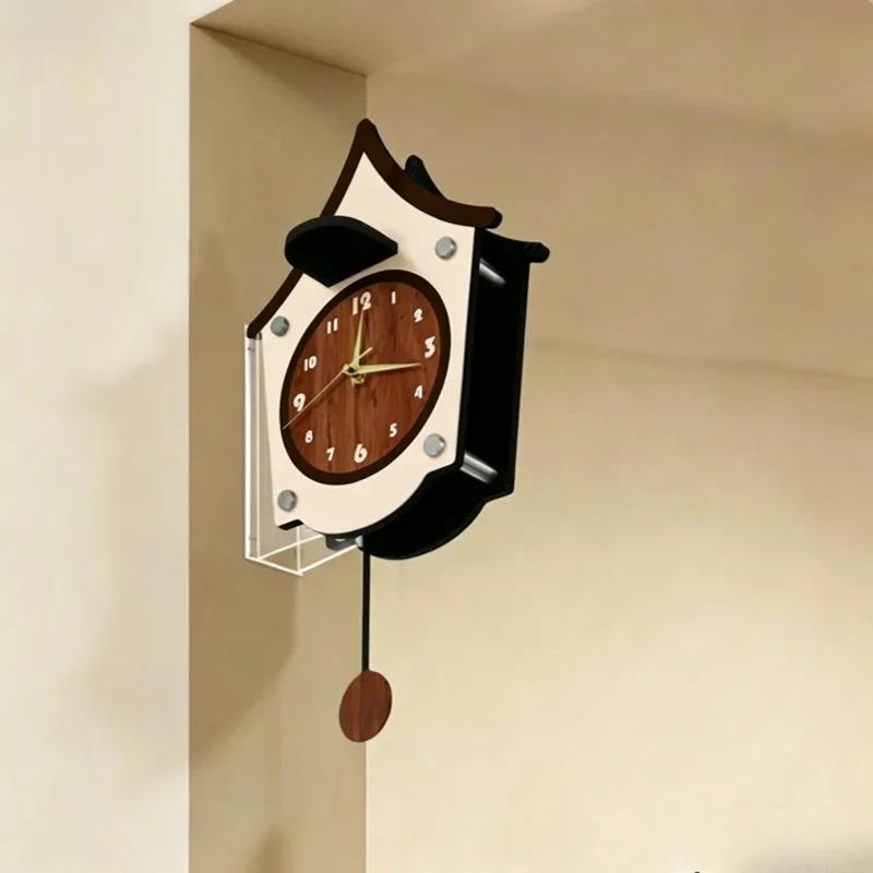 Medieval Double-sided Wall Clock Creative Aesthetic Art Corner Wall Clock Living Room Noiseless Storage Clocks Interior Decor