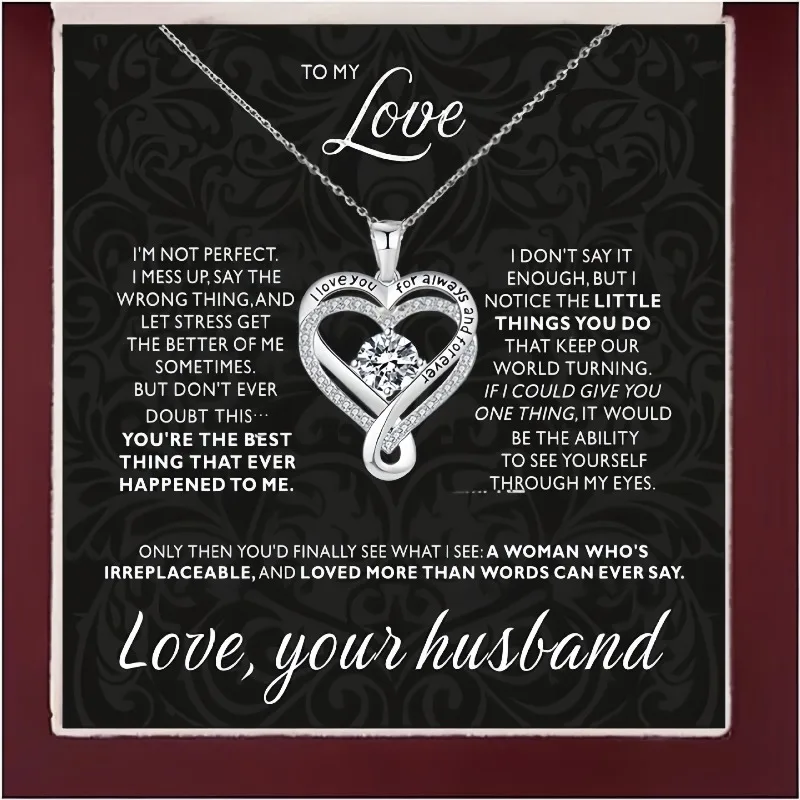 Valentine's day Gifts，Eternal Heart Necklace Love Heart Pendant with box， I Love You Necklace Birthday Valentine's Day Gifts
