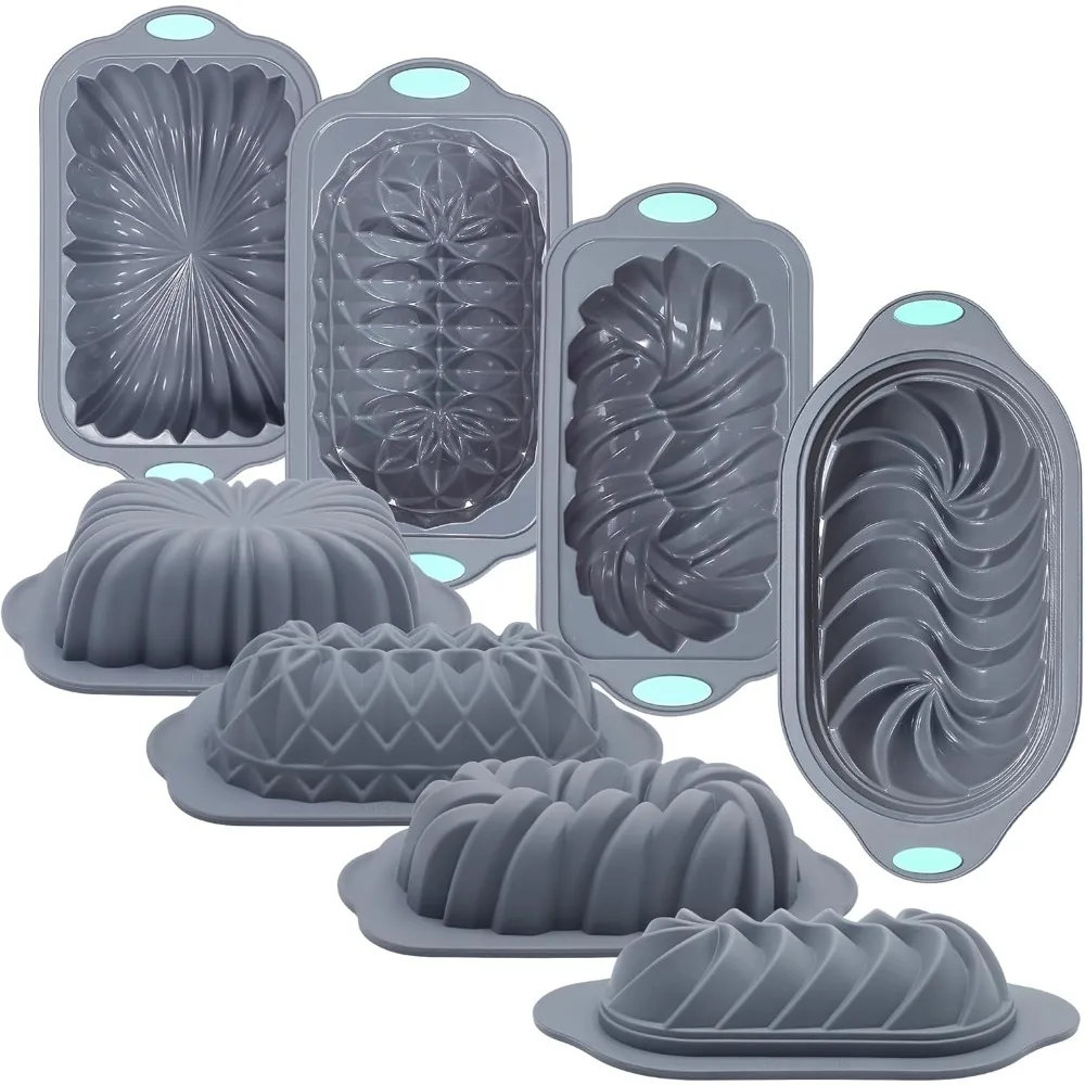 

4-Piece Silicone Loaf Pan Set, Non-Stick Baking Mold for Bread, Cake & Meatloaf, 6 Cups, Grey
