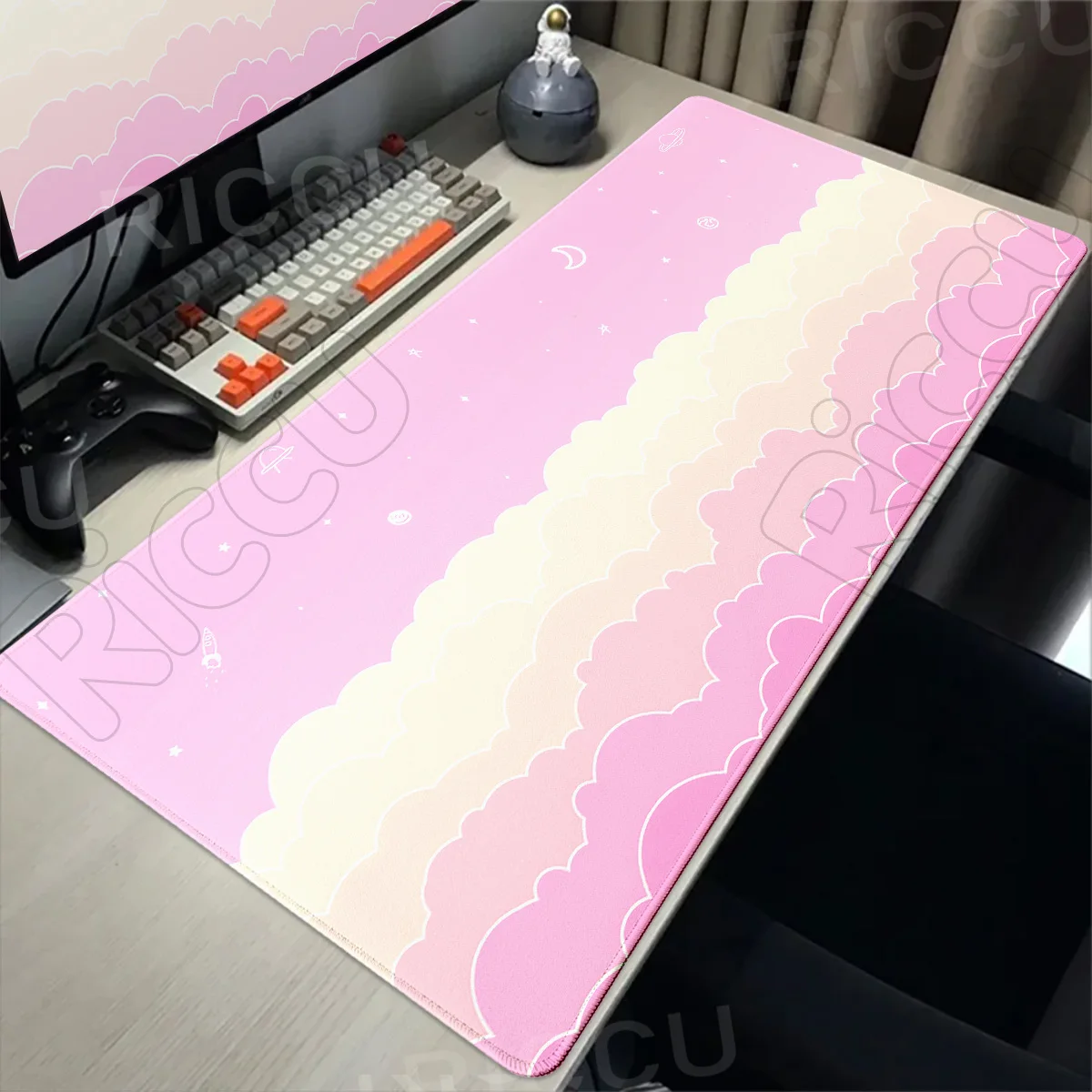 

Pink Cloud Mouse Pad Large Lock Edge Gaming Mousepad Office PC Desk Mat Extended Mouse Mat Deskpad HD Tablepad XXL XS Playmat